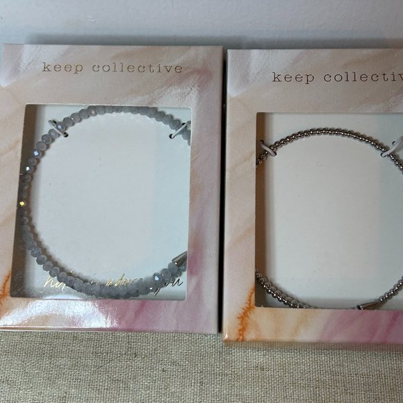 Stella & Dot Rebel Coil Bracelets - 1 silver, 1 semiprecious grey beads - Picture 1 of 3